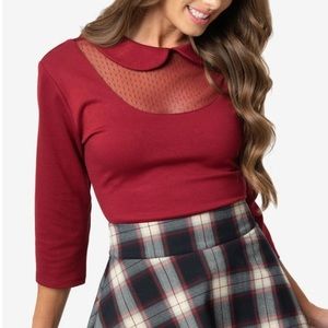 NWT Unique Vintage Mesh & Knit Top